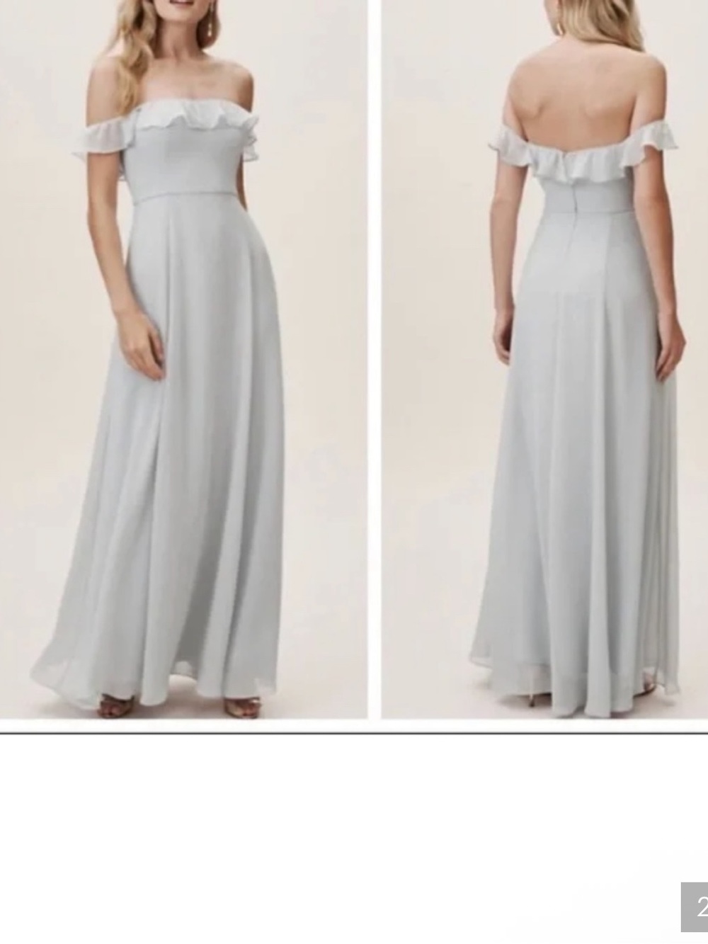 NWT BHLDN Macau Blue Fog Off-Shoulder Maxi Skirt Dress Chiffon size 6